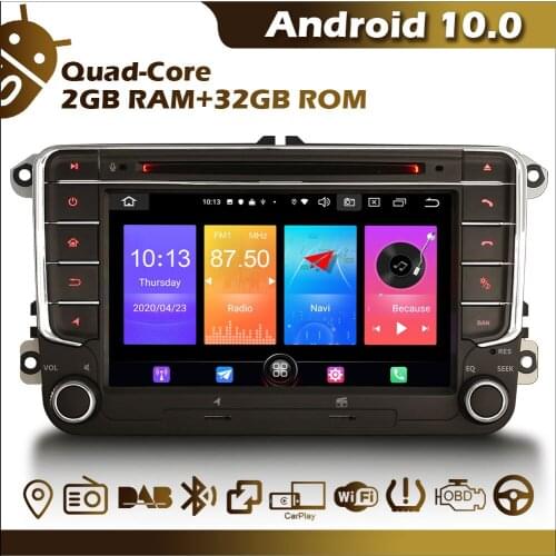Erisin ES2758V 7" Android 10.0 Autoradio Car Stereo FM DAB+ DVD CarPlay TPMS WiFi BT for VW Skoda Tiguan Sharan Golf 5 6 Passat