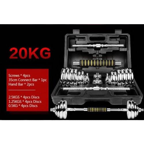 Free Shipping 20kgs Electroplated Dumbbell with plastic Rack, fitness Exercise Equipment, fitness dumbbell