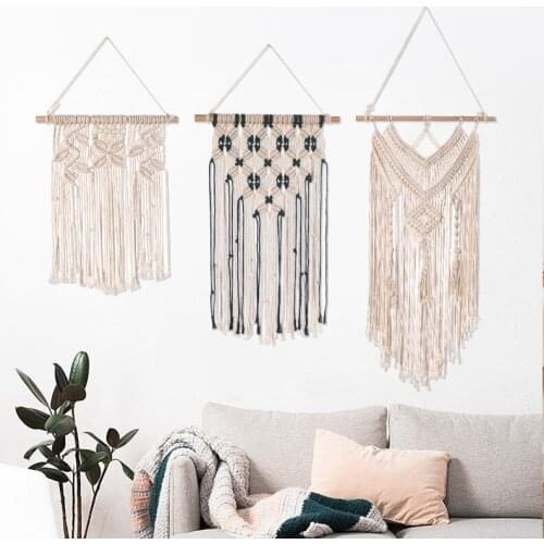 Bohemian Macrame Tapestry Handmade Woved Wall Hanging Background Cloth Retro Boho Tassel Tapestry Dorm Bedroom Home Decor