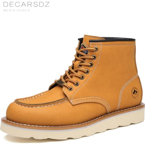 DECARSDZ Luxury Genuine Leather Casual Classic Basic Mens boots 2021 Fashion New Boots Men Basic Boots Brand Comfy Men Shoes