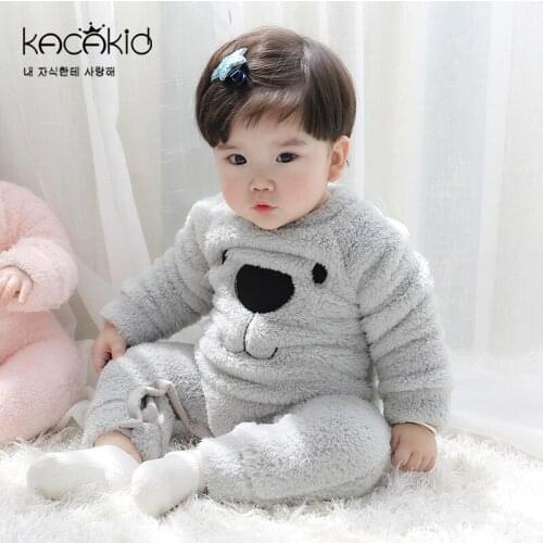 KACAKID Winter Unisex Baby Rompers Cute Bear Pattern Warm Kids Children Boy Girl Baby Rompers Warm Comfort Kids Baby Romper 3307