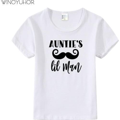 Aunties Little Man Funny Print T Shirt Toddler Boys Summer Fashion Short Sleeve Clothing Baby Children Tee Shirt Streetwear