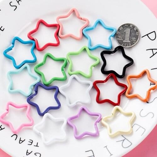 10pcs candy color keychain ring paint color five-pointed star key ring shaped ring DIY keychain decoration accessories