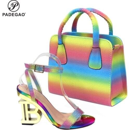 Summer New Coming Multi Color Italian Shoes and Bags To Match Shoes with Bag Set Matching African Shoe and Bag Set