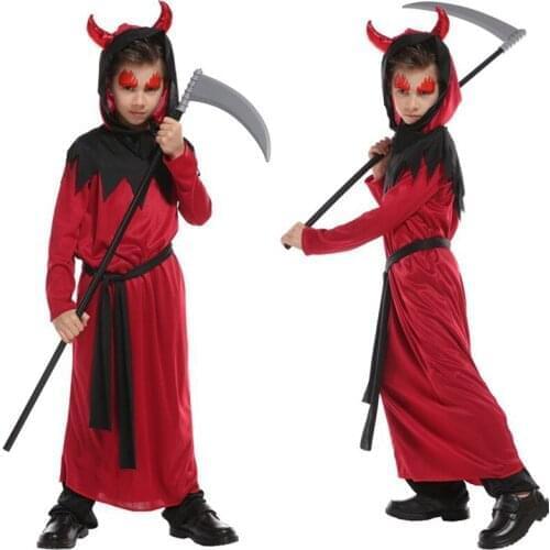 Kids Boys Ghost Red Devil Costume for Christmas Carnival Halloween Masquerade Fancy Dresses Clothing Children Cosplay Clothes