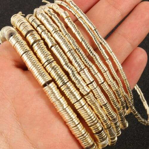 Wholesale Round Shape Gasket Smooth 9K Gold Color Hematite Beads Loose Spacer Beads for Jewelry Making DIY Bracelet 15