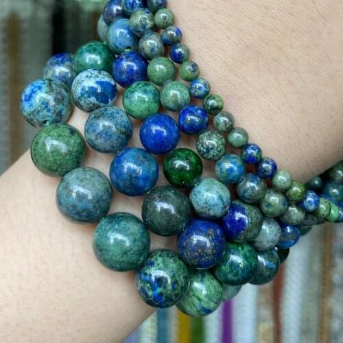 Natural Lapis Lazuli Malachite Stone Beads For Jewelry Making Round Loose Spacer Beads Diy Bracelet Necklace 4 6 8 10 12mm 15