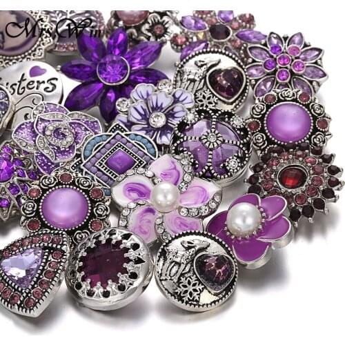 10pcs/lot Wholsale 18mm Snap Jewelry Mixed Styles Rhinestone Flower Metal Snap Buttons Fit Snap Bracelet Bangles Necklaces