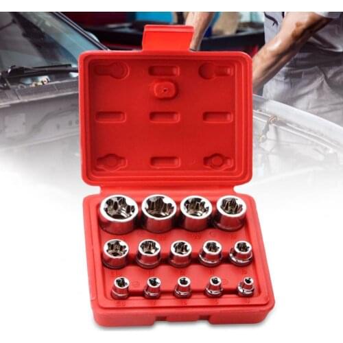 14Pcs External Torque Star Socket Set Drive Inverted Hexagonal Torx Impact Repair Hand Tool Suit Auto Repair Tools