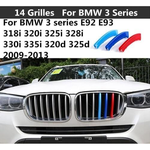 For BMW 3 series E92 E93 318i 320i 325i 328i 330i 335i 320d 325d 2009-2013 3D M Front Grill Trim Strip grille Cover Stickers