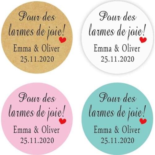 100 Pieces Personalized Pour des larmes de joie Wedding Favors Stickers, 4cm Wedding Communion Decoration Labels Seals