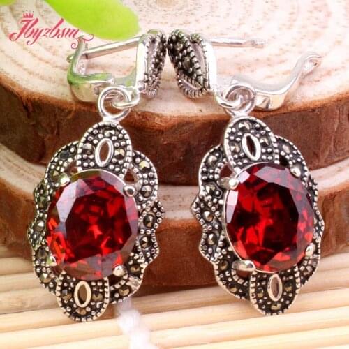 10x12mm Oval Jad Stone Marcastie White Tibetan Silver Trendy Fashion Jewelry Dangle StudEarring 1 Pair.Wholesale Free Shapping