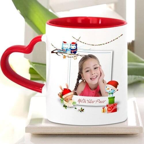 Personalized Red Heart Mug Cup (Christmas Theme-6)