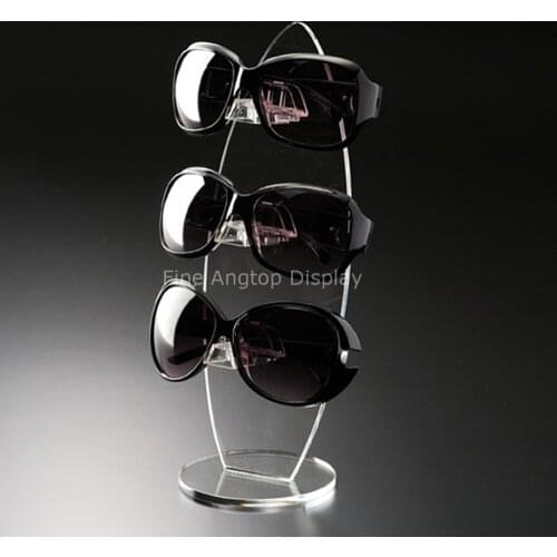 Clear Acrylic 3 Pairs Sunglasses Glasses Show Rack Counter Display Stand Holder