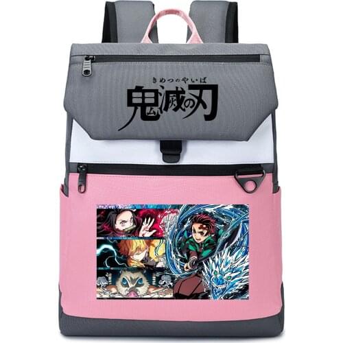 Demon Slayer Kawaii School Bags Kimetsu no Yaiba Cartoon Bookbag Oxford Travel Backpack USB Charging Anime Laptop Bagpack