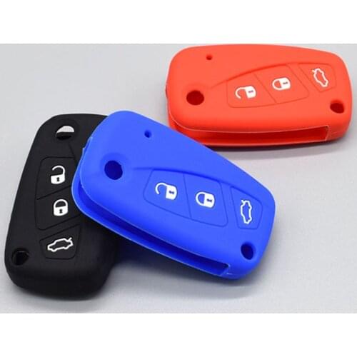 Silicone car key fob Cover Case For FIAT Panda Stilo Punto Doblo Grande Bravo 500 Ducato Minibus 3 Button Remote protect Shell
