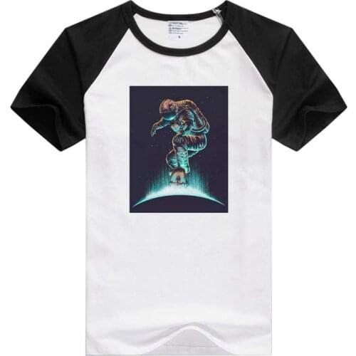 Skateboard space astronaut short sleeve casual Men/Women T-shirt Comfortable Tshirt Cool Print Tops Tees GA423