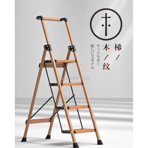 Household Ladder Folding Herringbone Ladder Household Aluminum Alloy Thickened Step Ladder Indoor Three Four Five Step Small Sta