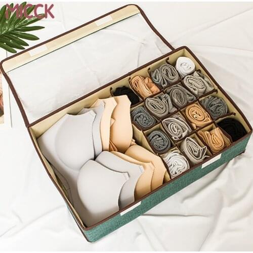 MICCK Portable Folding Clothes Organizer Non-woven Cotton Organizer Box For Underwear Socks Washable Wardrobe Storage Container