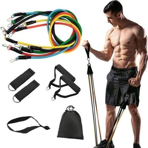Workout 11pcs/Set Pull Rope Fitness Yoga Rubber Loop Tube Latex Tubes Exercises Resistance Bands Excerciser Body Training