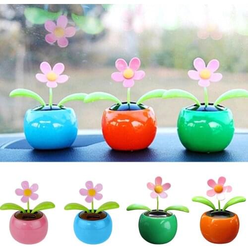 Solar Powered Dancing Flower Car Dashboard Ornaments Swinging Toy Car Accessories Auto Interior Decoration Gifts For Friend
