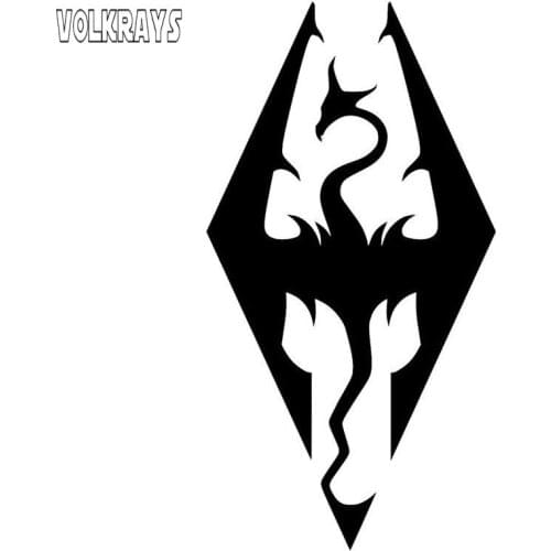 Volkrays Personality Car Sticker Skyrim Style Art Dragon Motorcycle Accessories Reflective Vinyl Decal Black/Silver,11cm*5cm