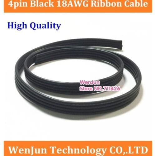 High Quality for 4pin all BLACK 1007 18AWG Ribbon Cable for led pixel module 4P connector 4 pin Parallel cable