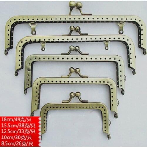 8.5 10.5 12.5 15.5 18.5cm smooth glaze bronze color women diy purse frame coin bag metal clasp kiss buckle 10pcs/lot