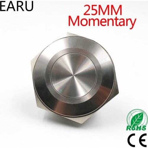 1pc 25mm Metal Stainless Steel Waterproof Momentary Doorebll Bell Horn Push Button Switch Car Auto Engine Start PC Power Start