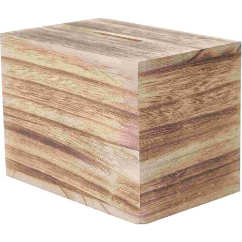 1Pc Wooden Piggy Bank Coin Container Treasure Storage Pot (Light Brown)