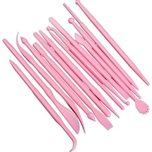 14pcs/Set Sculpture Sugar Modeling Cutter Smoother Polymer Clay Mold Fondant Flower Gum Paste Decorating Pen Tool Kit