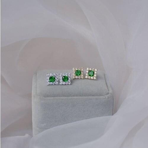 14k Real Gold Plated Fashion Jewelry Square Crystal Pearl Exquisite Stud Earrings for Woman Holiday Party Elegant Simple Earring