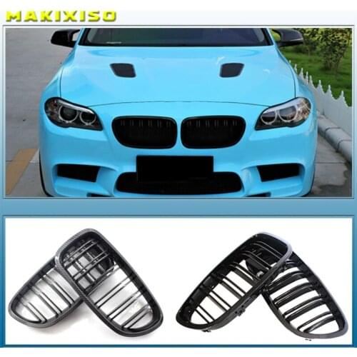 2Pcs Gloss Car Front Grille Wide Kidney Grille Grill For BMW 5 Series F10 F18 2010-2017 Front Bumper Grille