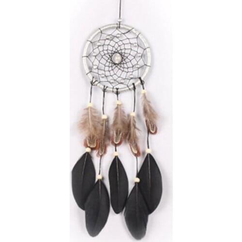 2Pcs Leather Black Big Floating Dream Catchers, Home Craft Ornaments, Car Feather Wind Chimes