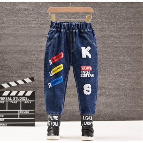 2021 Printed Baby Spring Autumn Jeans Pants For Boys Children Kids Trousers Clothing Teenagers Gift Home Outdoor High Quality