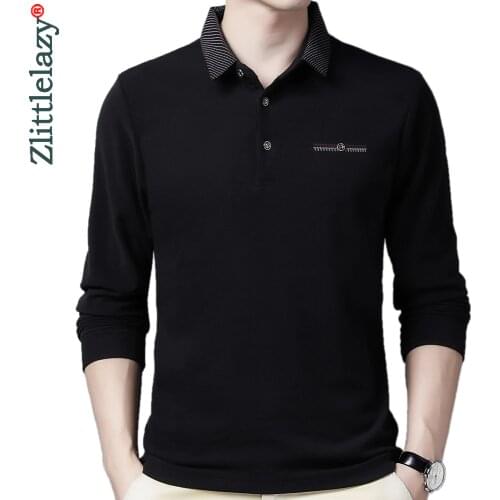 2021 Winter Warm Long Sleeve Polo Tee Shirt Men Casual Fake Pocket Mens Clothing Polos Shirts Mens Thick Poloshirt Tops 90841