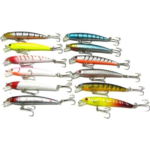 24Pcs 12 Colors Minnow Lure Best Quality Hard Fake Bass Bait 7.5cm 5.6g Swimbait With Hooks 3D Fish Eyes Fishing Wobbler