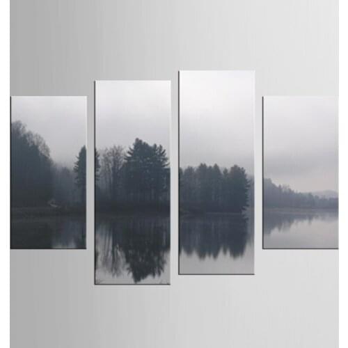 4 Pieces/set Lake scenery Wall Art For Wall Decor Home Decoration Picture Paint on Canvas Print Canvas Painting FramedFJJX-(24)