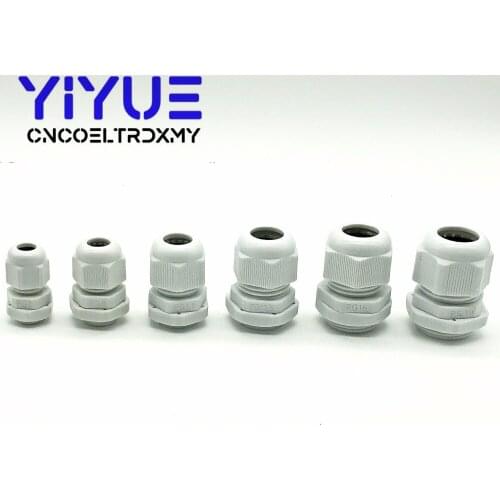 5pcs/lot IP68 PG7 for 3-6.5mm PG9 PG11 PG13.5 PG16 PG19 Wire Cable CE White Waterproof Nylon Plastic Cable Gland Connector
