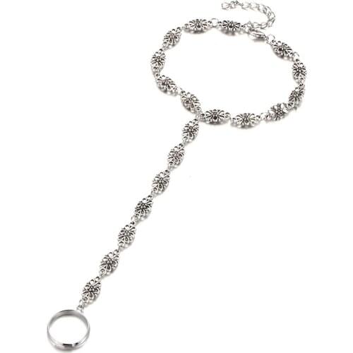 10 pieces/lot Hollow Flower Anklets Antique Silver Color Beach Foot Chain Ankle Bracelets For Women Barefoot Sandals Leg Jewelry