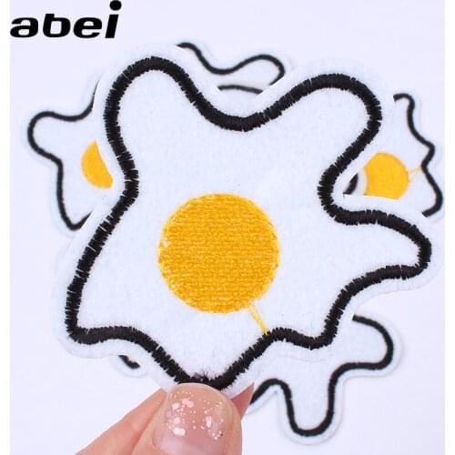 5pcs/lot Cartoon Egg Patches Iron On Embroidered Foods Appliques Handmade Clothes Stickers DIY Backpack Jeans Badge Garment