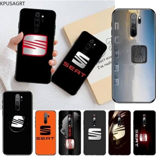 USAKPGRT Seat logo Spain Car Silicone Black Phone Case for Redmi Note 9 8 8T 8A 7 6 6A Go Pro Max Redmi 9 K20 K30