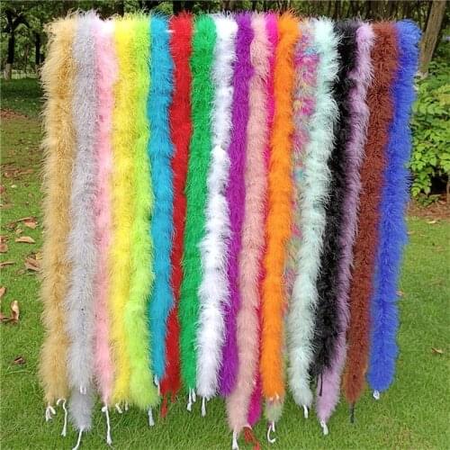 2Meters Colored Fluffy Turkey Marabou Feather Boa 18-20g Shawl Wedding Skirt with Fringe Trim Feathers Plumes Decoration Decor