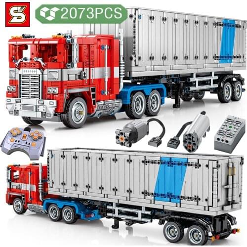 SY Block Transport Truck Vehicle Series Building Blocks Container Car Bricks Educational Toys Birthday Gift For Children