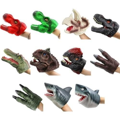 Dinosaur Hand Puppet Dinosaur Head Gloves Dinosaur Toys Game Gifts for Boys /Toddler/ Kids Soft Glue Hand Puppets