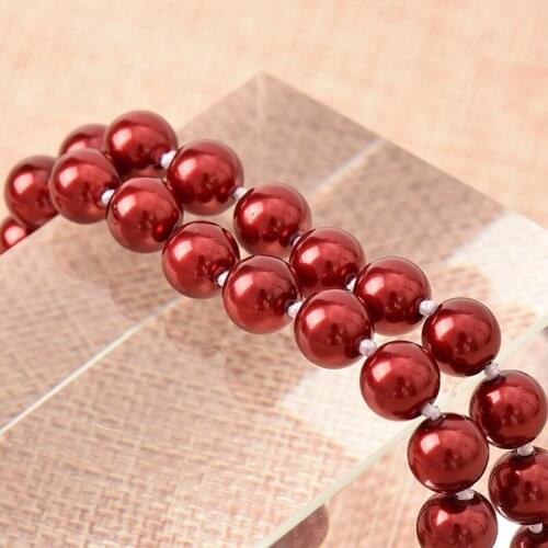 Long Pearls Cahrm Glittering 8mm Dark Red Color Necklace Making Statement Women Gifts Imitation Pearls Necklace 36inch H865