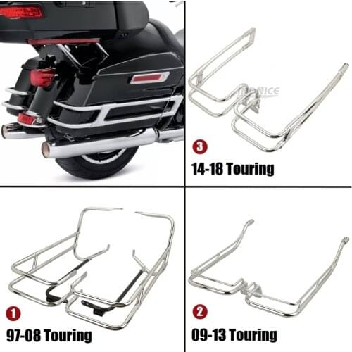 For harley touring models chromed saddlebag guard rail Mount street road electra glide ultra road king cash bar mount 1997-2018