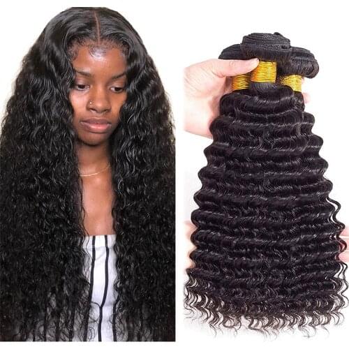 Deep Wave Bundles Deal Brazilian Hair Weave Bundles Deep Curly Human Hair Bundles 3 bundles Human Hair Extension Maxine Non-remy