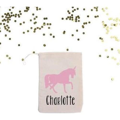 Personalized Unicorn Birthday baby shower Hangover Kit jewelry favor muslin Bags Bachelorette hen Champagne Party gift bag