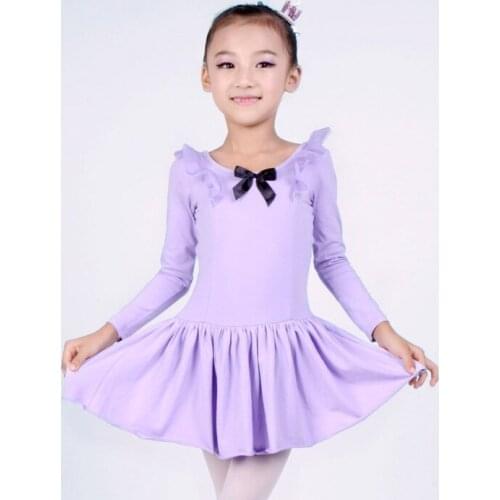 Quality Girls Long Sleeve Net Puffy Party Dresses Children Pink Blue Ballet Dance Dress Performance Clothes Cotton Stage Dress